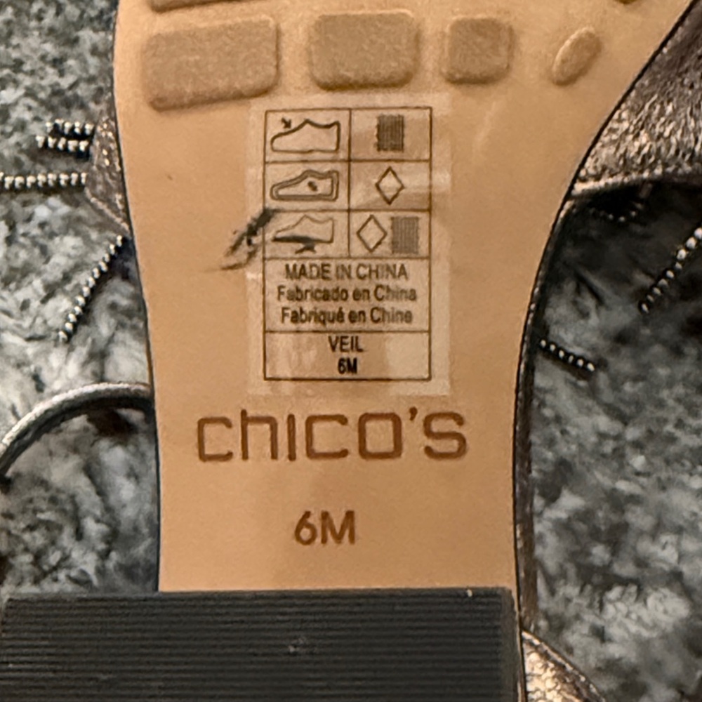 Chico’s pewter beaded strappy heel sandals size 6 old money NEW $159 - Picture 10 of 11
